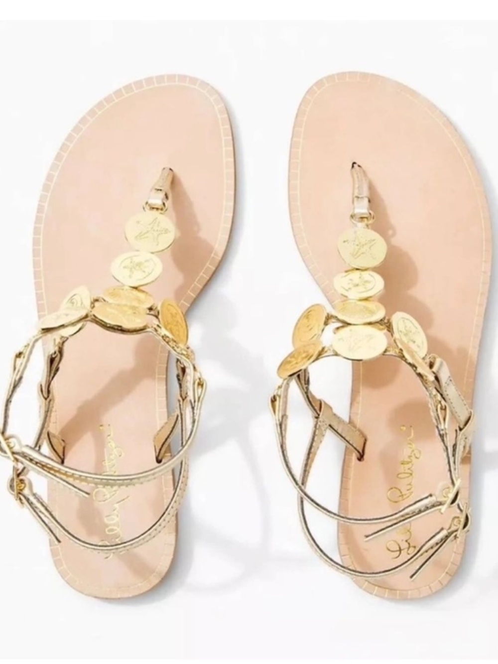 Lilly Pulitzer Palermo coin sandals beach themed sz7.5